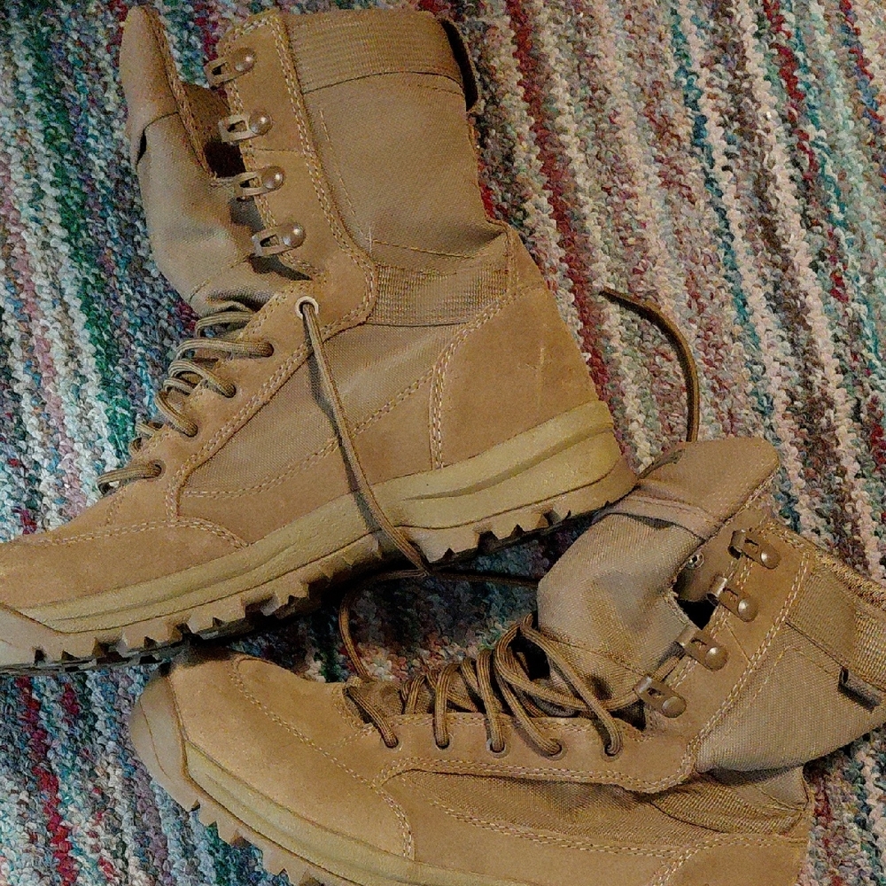 Tan Lace-Up Combat Boots